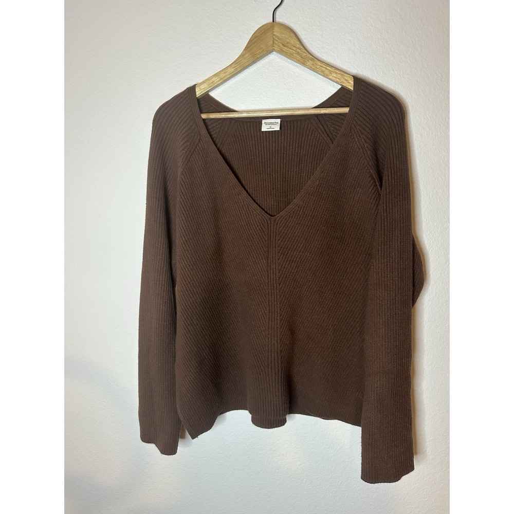Abercrombie & Fitch Womens Brown Long Sleeve Knit Sweater Size XL - Picture 2 of 9